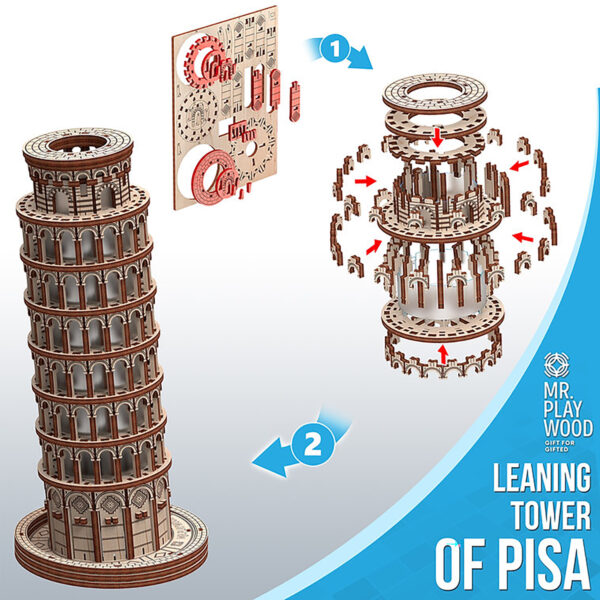Leaning Tower of Pisa 3D Wooden STEM Model