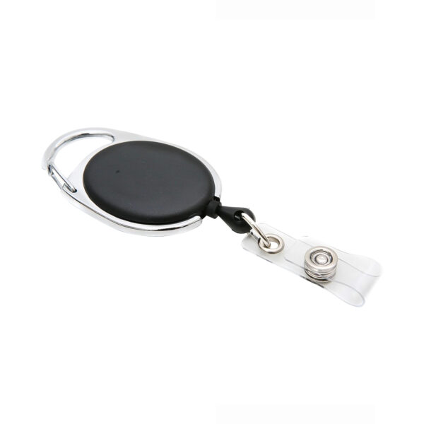 Quick Clip Oval ID Badge Reel, Black, Pack of 6