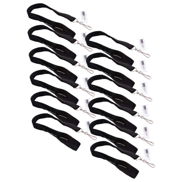 ERSBAU69514-12.jpg Recycled PET Lanyard, Flat Style, J Hook, Black, Pack of 12