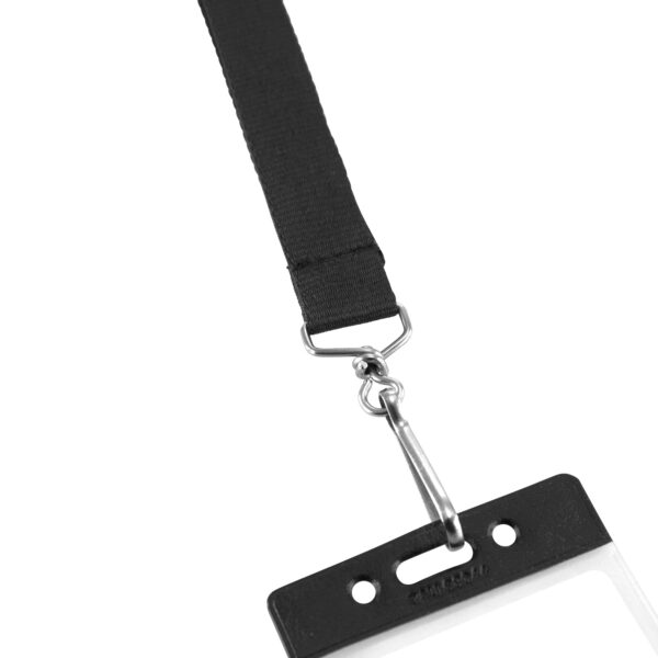 ERSBAU69514-12_1.jpg Recycled PET Lanyard, Flat Style, J Hook, Black, Pack of 12