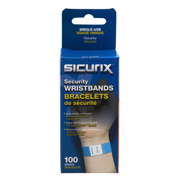 Sequentially Numbered Security Wristbands, 3-4", Blue, Pack of 100