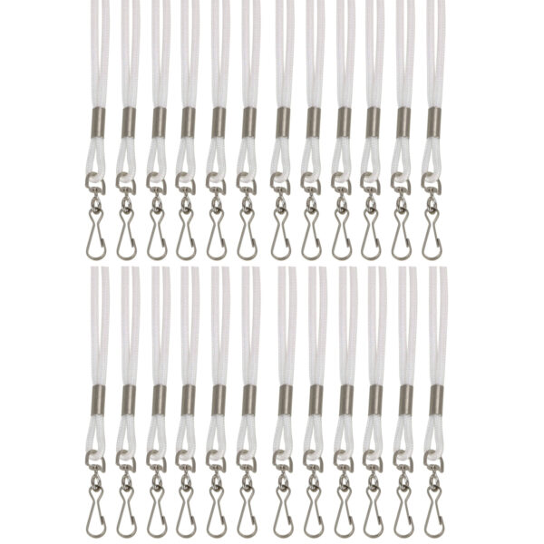 Standard Lanyard Hook Rope Style, White, Pack of 24