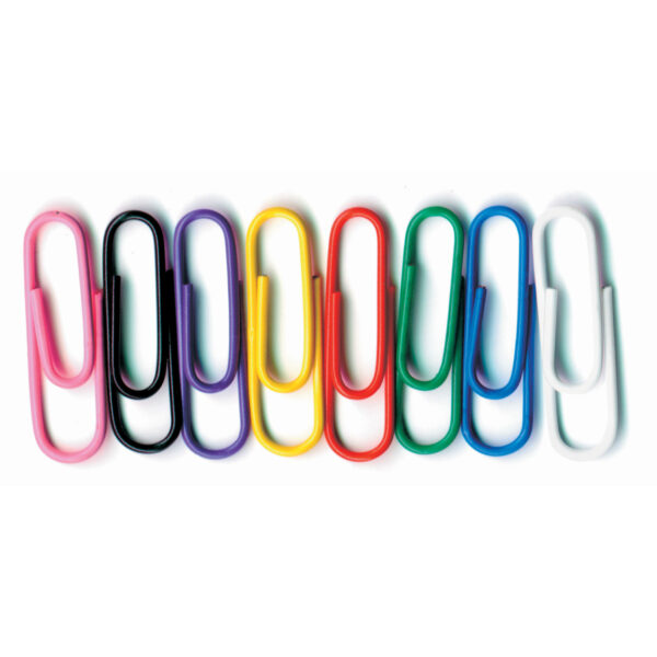 Vinyl-Coated Paper Clips, No. 1 Standard Size, 100 Per Pack, 10 Packs