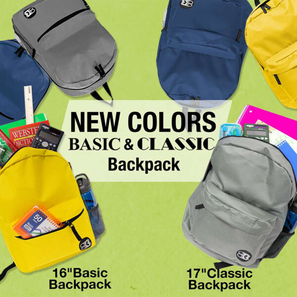 16" Basic Backpack, Mustard, Pack of 2