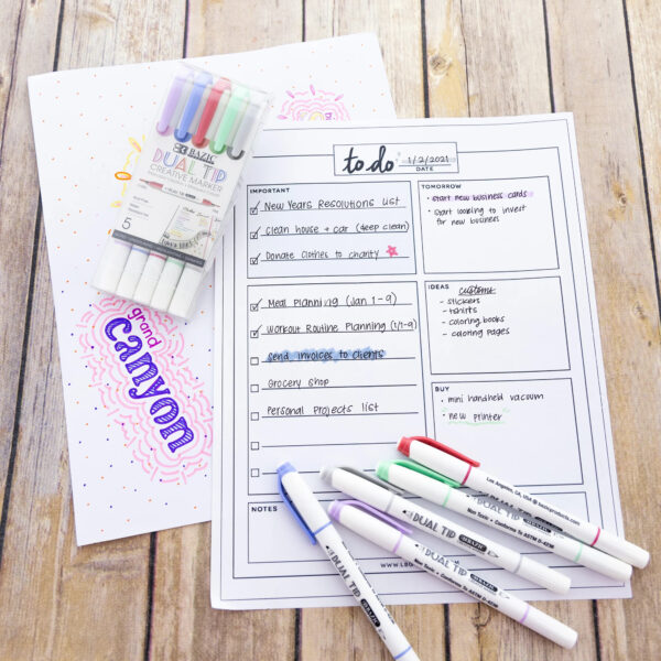 Dual-Tip Creative Markers, 5 Per Pack, 6 Packs