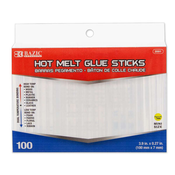 Mini Hot Melt Glue Sticks, Dual Temp, 3.9" x 0.27", 100 Per Box, 2 Boxes