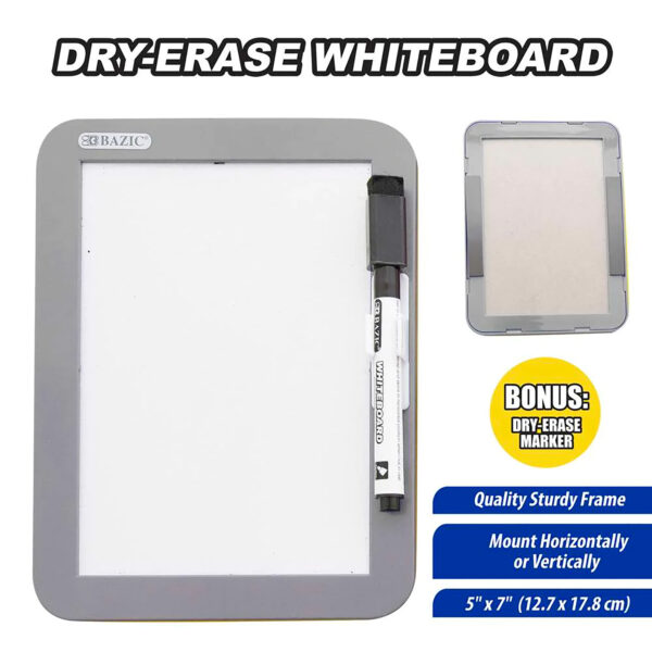 ERSBAZ6023-12_5.jpg Magnetic Locker Dry Erase Board with Marker, 5" x 7", Assorted, Pack of 12