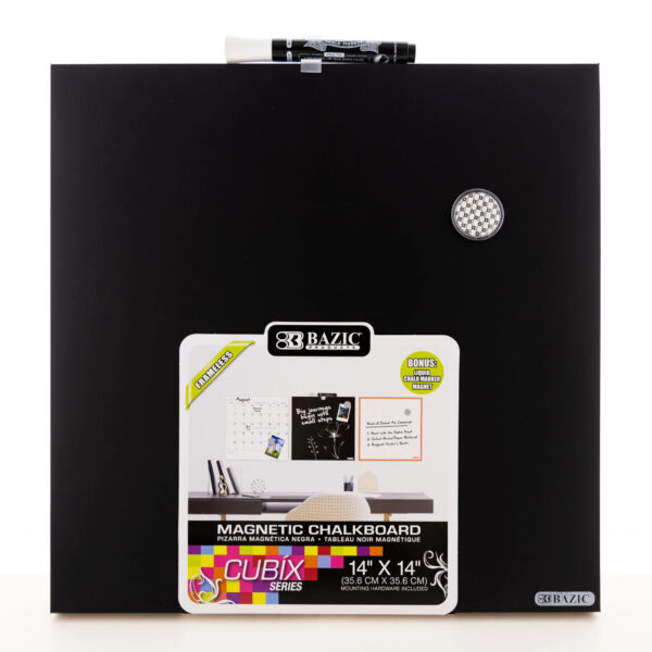 ERSBAZ6049.jpg CUBIX Frameless Magnetic Chalkboard, 14" x 14", Chalk Marker & Magnet