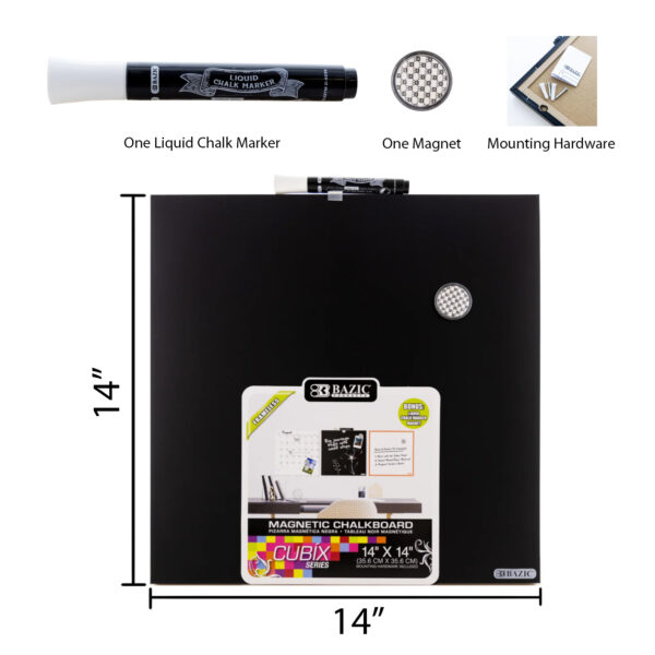 ERSBAZ6049_4.jpg CUBIX Frameless Magnetic Chalkboard, 14" x 14", Chalk Marker & Magnet