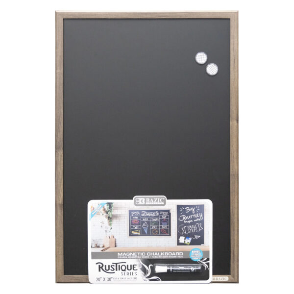 ERSBAZ6081.jpg RUSTIQUE Wood Frame Magnetic Chalkboard, 20" x 30", Chalk Marker & Magnets