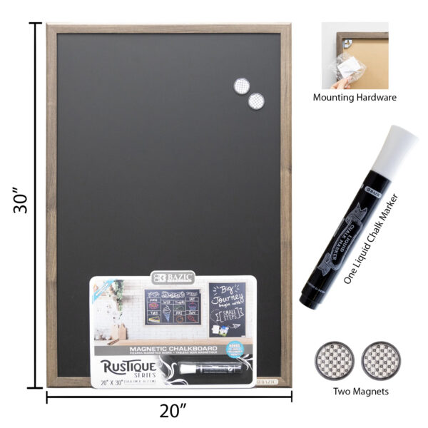 ERSBAZ6081_5.jpg RUSTIQUE Wood Frame Magnetic Chalkboard, 20" x 30", Chalk Marker & Magnets