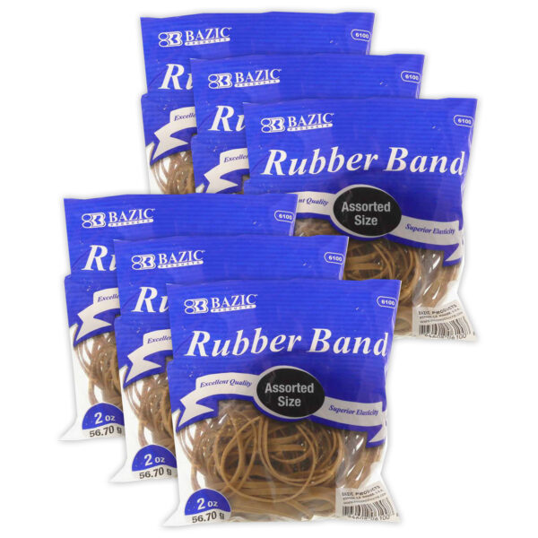 ERSBAZ6100-6.jpg Rubber Bands, Assorted Sizes, 2oz.-56.70g Per Pack, 6 Packs