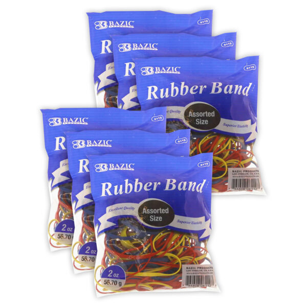 ERSBAZ6110-6.jpg Rubber Bands, Assorted Sizes & Colors, 2oz.-56.70g Per Pack, 6 Packs