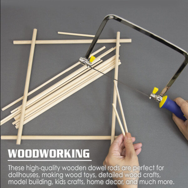 Assorted Round Natural Wooden Dowel, 10 Per Pack, 12 Packs