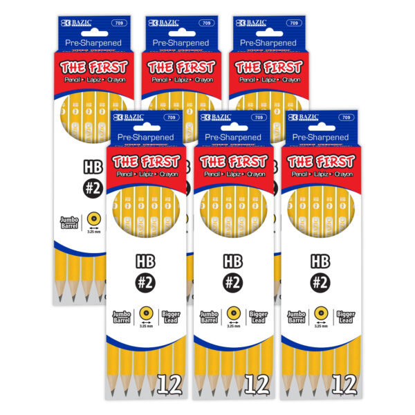 ERSBAZ709-6.jpg #2 The First Jumbo Premium Yellow Pencil, 12 Per Pack, 6 Packs
