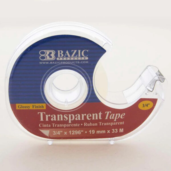 Transparent Tape with Dispenser, 3-4" x 1296", Pack of 12