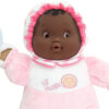 Lil' Hugs Baby's First Soft Doll, Vinyl Face, Pastel Outfits with Rattle, 12" African-American