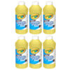 Washable Paint, Yellow, 16 oz. Bottles, Pack of 6