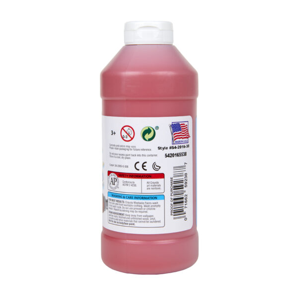 Washable Paint, Red, 16 oz. Bottles, Pack of 6