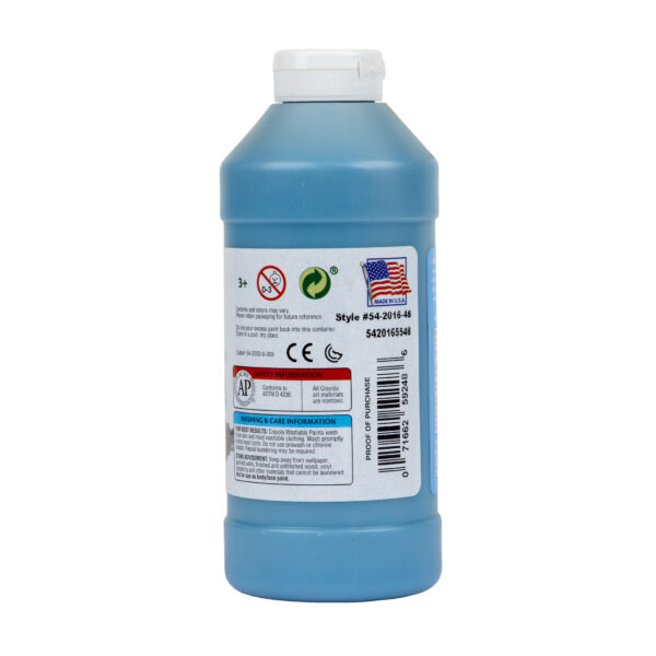 Washable Paint, Turquoise, 16 oz., Pack of 6