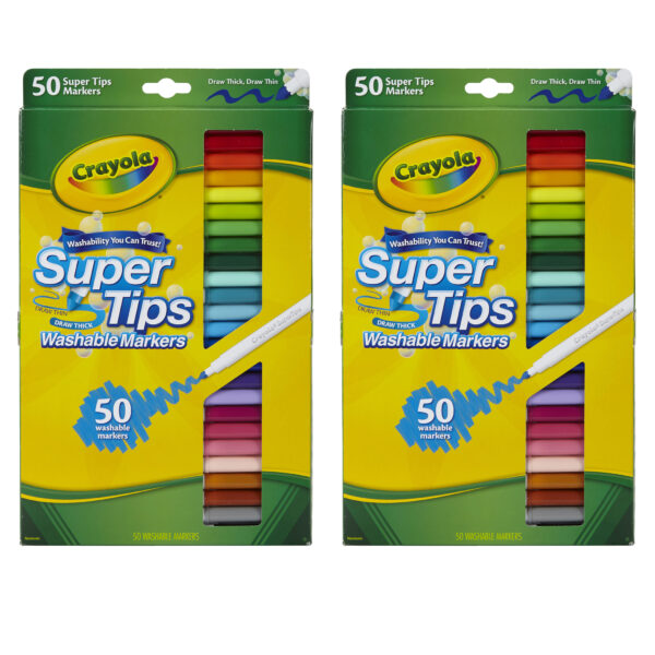 Super Tips Washable Markers, 50 Per Box, 2 Boxes