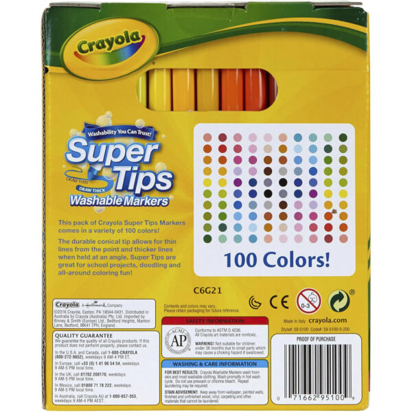 Washable Super Tips Markers, Pack of 100