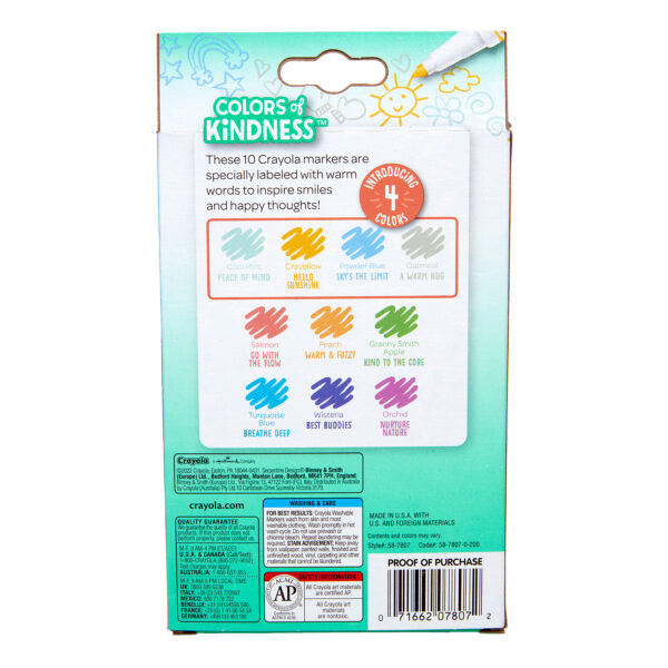 Colors of Kindness Fine Line Washable Markers, 10 Per Pack, 6 Packs