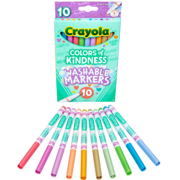 Colors of Kindness Fine Line Washable Markers, 10 Per Pack, 6 Packs