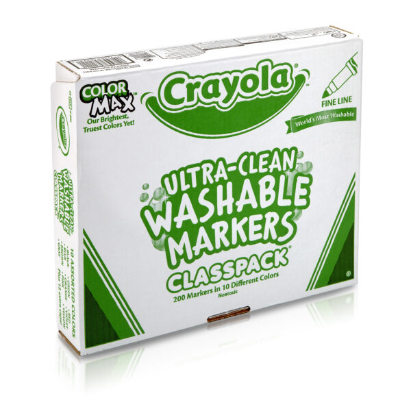 Ultra-Clean Washable Markers Classpack, Fine Line, 10 Colors, Pack of 200