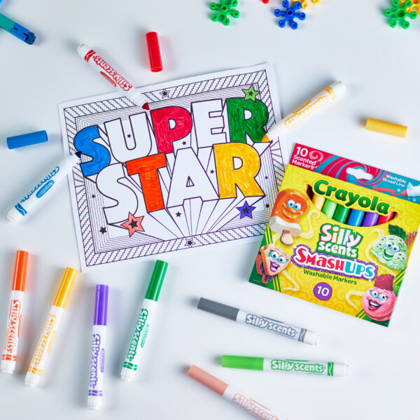 Silly Scents Smash Ups Broad Line Washable Scented Markers, 10 Per Pack, 6 Packs