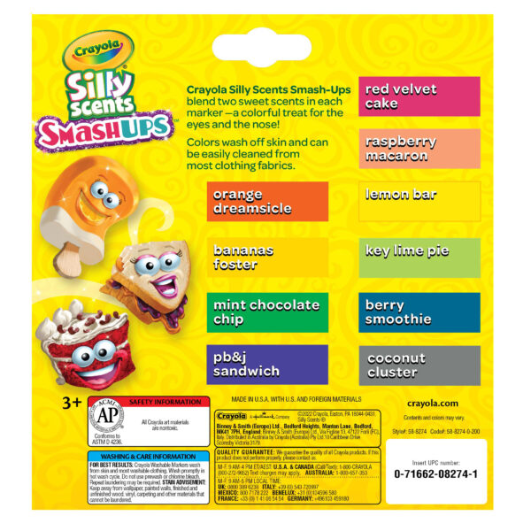 Silly Scents Smash Ups Broad Line Washable Scented Markers, 10 Per Pack, 6 Packs