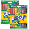 CLICKS Retractable Markers, 10 Per Pack, 2 Packs