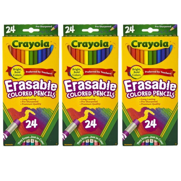 Erasable Colored Pencils, 24 Per Box, 3 Boxes