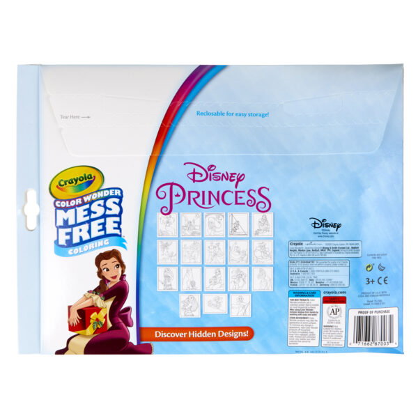 Color Wonder, Foldalope, Disney Princess Color Wonder Mess Free Coloring Pad & Markers, Princess, 2 Sets