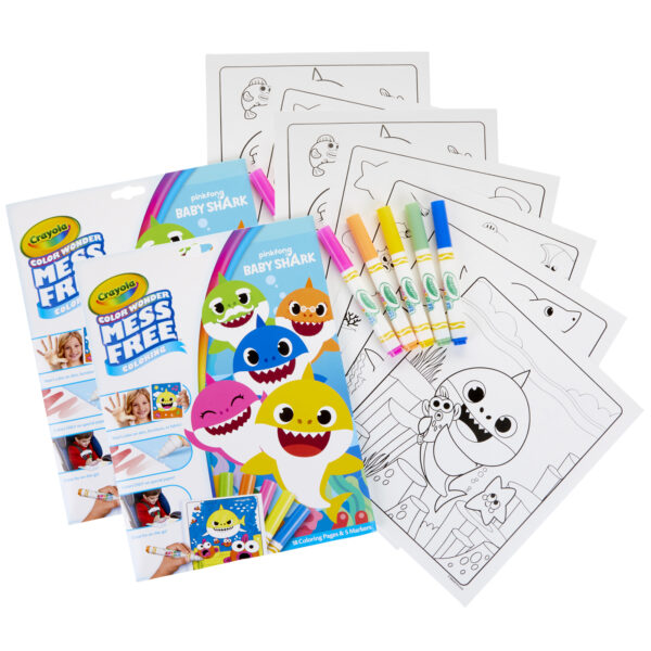 Color Wonder, Foldalope, Pinkfong, Baby Shark Color Wonder Mess Free Coloring Pad & Markers, Baby Shark, 2 Sets