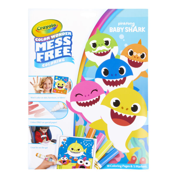 Color Wonder, Foldalope, Pinkfong, Baby Shark Color Wonder Mess Free Coloring Pad & Markers, Baby Shark, 2 Sets