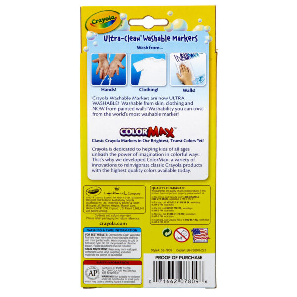 Washable Formula Markers, Fine Tip, Classic Colors, 8 Per Box, 6 Boxes