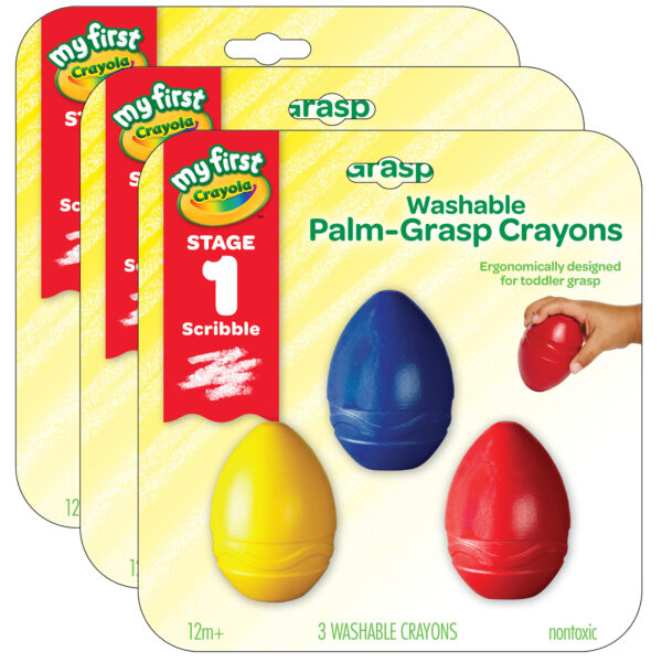 ERSBIN811450-3.jpg My First Crayola Washable Palm-Grasp Crayons, 3 Per Pack, 3 Packs