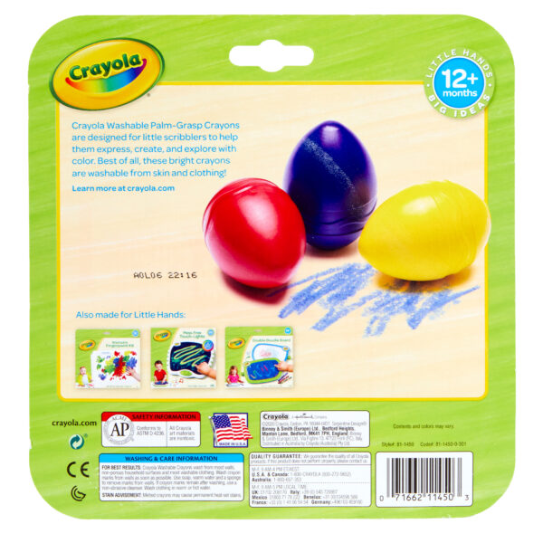ERSBIN811450-3_4.jpg My First Crayola Washable Palm-Grasp Crayons, 3 Per Pack, 3 Packs