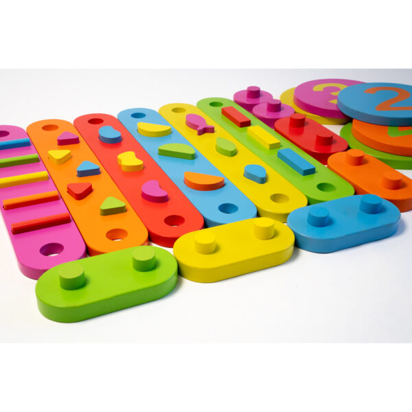 ERSBNVNMBROBSTC_1.jpg Wood Obstacle Course Balance Path with Numbers, 17 Pieces