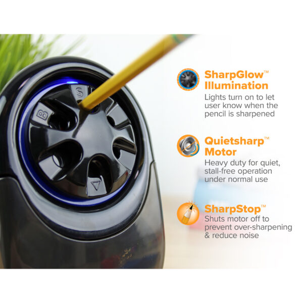 Web Bostitch Antimicrobial QuietSharp Glow Classroom Electric Pencil Sharpener