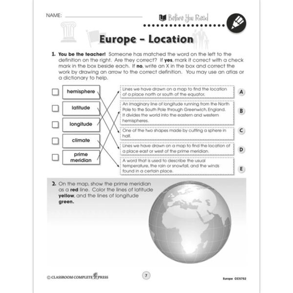 Europe Resource Book, Grade 5-8