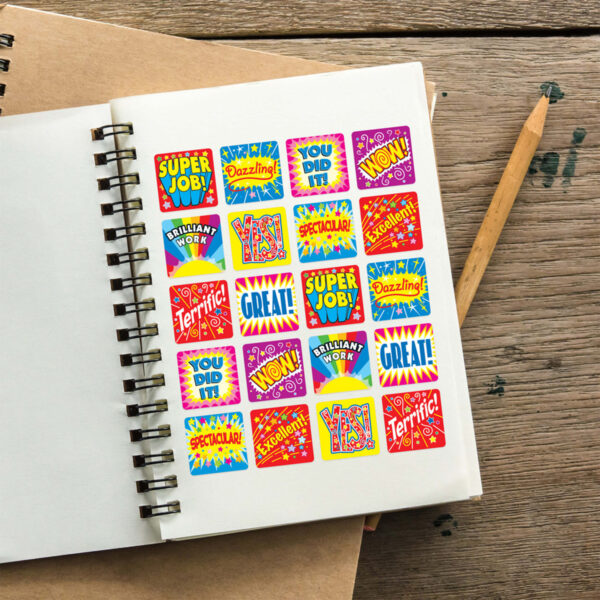 Positive Words Motivational Stickers, 120 Per Pack, 12 Packs