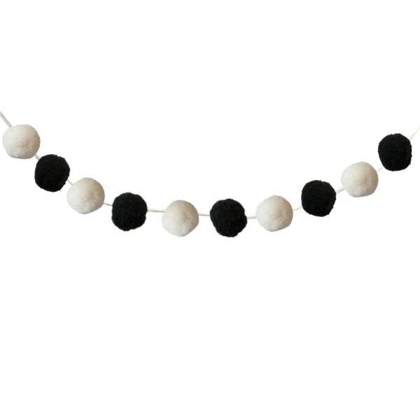 Black & White Pom-Pom Garland, 12 Feet, 2 Per Pack, 3 Packs