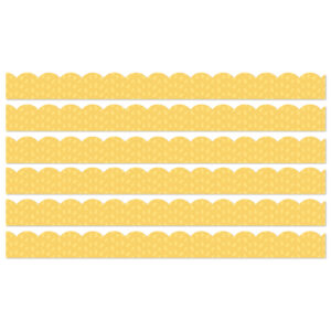 Grow Together Yellow with Painted Dots Scalloped Borders, 39 Feet Per Pack, 6 Packs