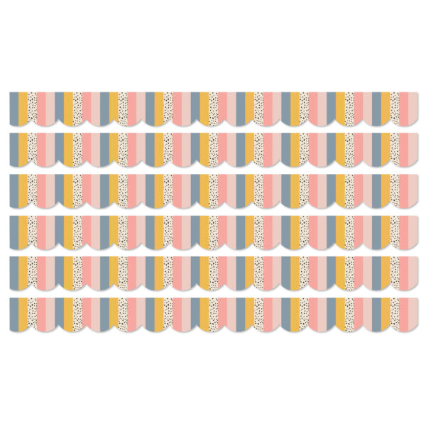We Belong Stripes Scalloped Borders Per Pack, 39 Feet Per Pack, 6 Packs