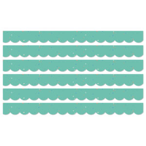 We Belong Speckled Teal Scalloped Borders Per Pack, 39 Feet Per Pack, 6 Packs
