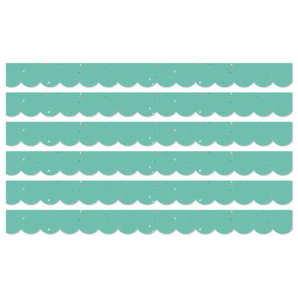 We Belong Speckled Teal Scalloped Borders Per Pack, 39 Feet Per Pack, 6 Packs