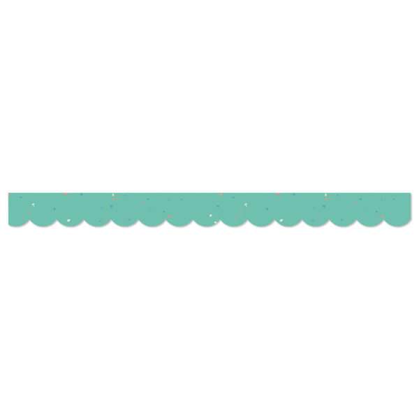 We Belong Speckled Teal Scalloped Borders Per Pack, 39 Feet Per Pack, 6 Packs