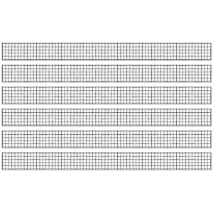Creatively Inspired Black & White Grid Straight Borders, 36 Feet Per Pack, 6 Packs